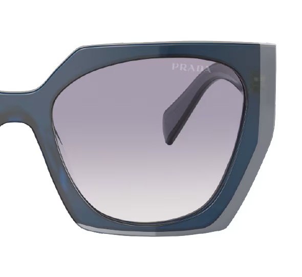 Prada 15WS – detail geometrického acetátového čela a vrstvené barvy