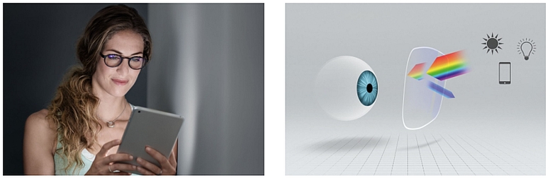 Povrchová úprava BlueProtect chrání oči před škodlivým modrým světlem z obrazovek a pomáhá předcházet únavě z oslnění.