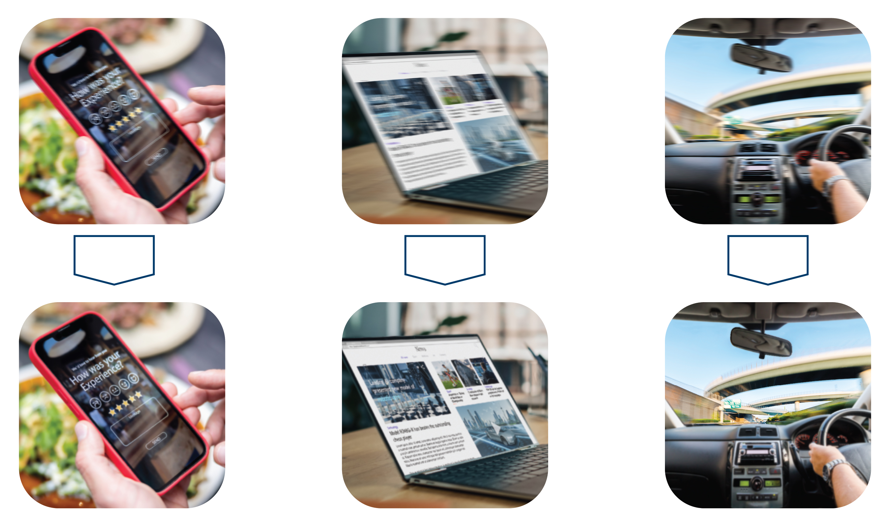 Srovnání vidění s multifokálními čočkami na blízko, střed a dálku