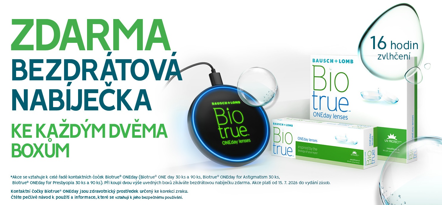 Bezdrátová nabíječka na mobil zdarma ke každým dvěma balením kontaktních čoček Biotrue ONEday